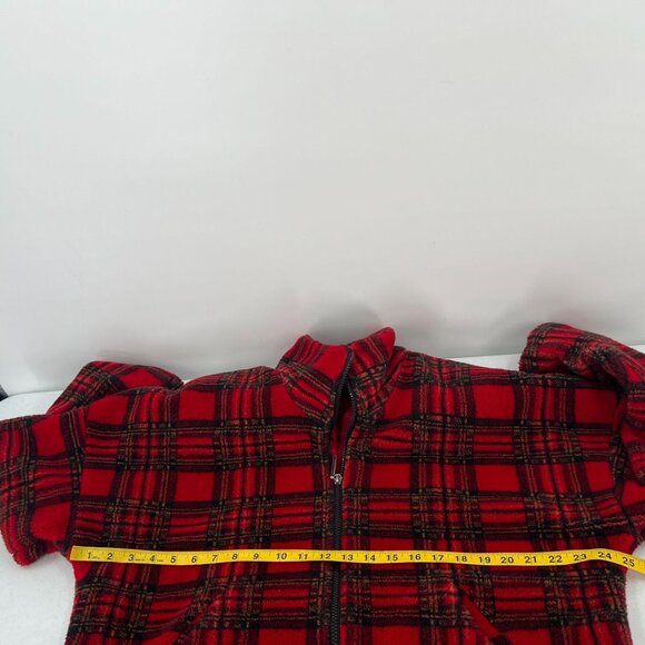 VTG Kristen Blake Après S Red Black Plaid Fleece Jacket Full Zip Cabin Core - Picture 5 of 8